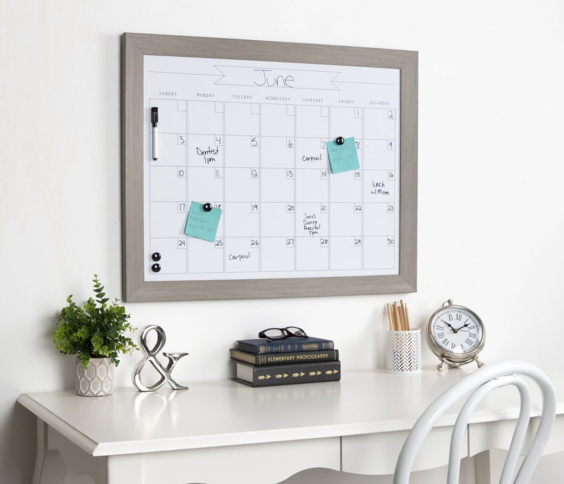 DesignOvation Beatrice Framed Magnetic Dry Erase Monthly Calendar, 23x29, Gray - Image 4